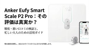 Eufy Smart Scale P2 Proの製品画像と「その評価は真実か？」というキャッチコピーが書かれたアイキャッチ画像