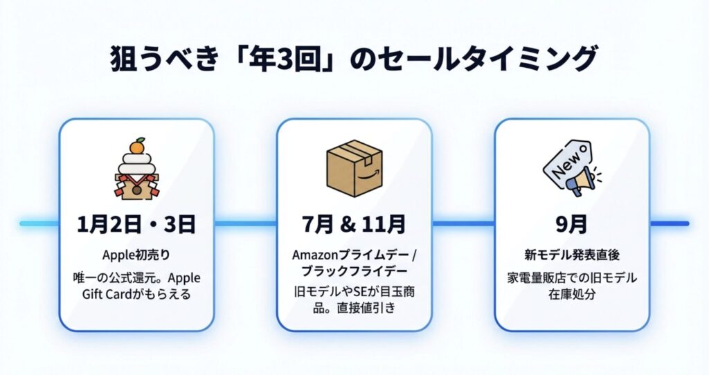 Apple Watchを安く買うための初売り・プライムデー・在庫処分セールのタイミング一覧