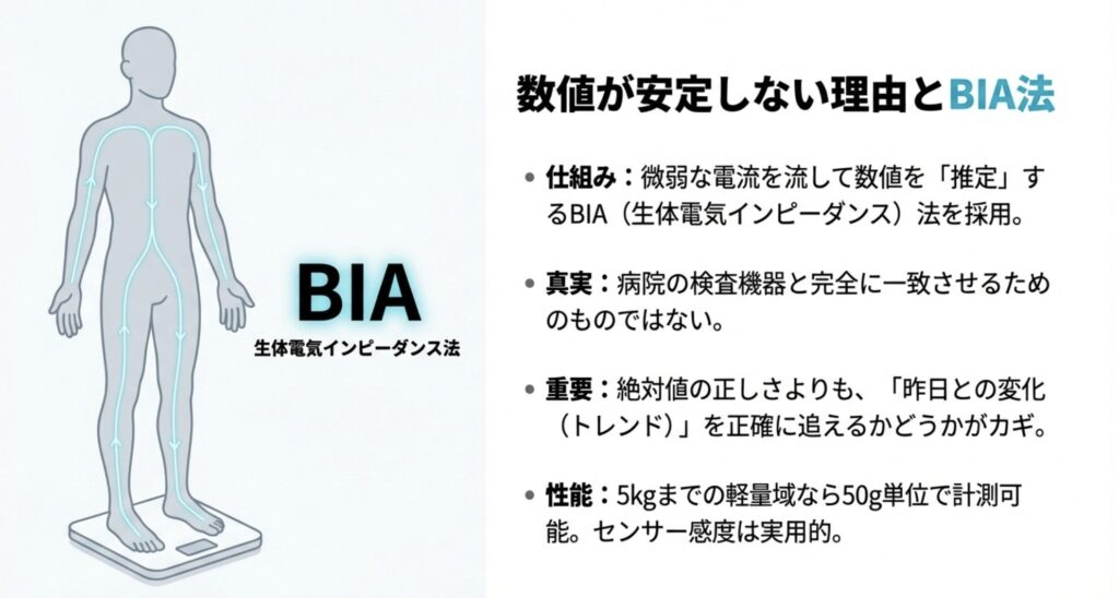 BIA（生体電気インピーダンス）法の解説と数値が安定しない技術的理由のまとめ