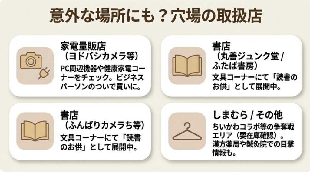 ヨドバシカメラや書店、しまむらなど意外な場所でのふんばるず取扱情報