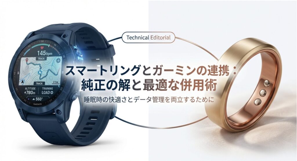 スマートリングとガーミンの連携についての解説スライド表紙