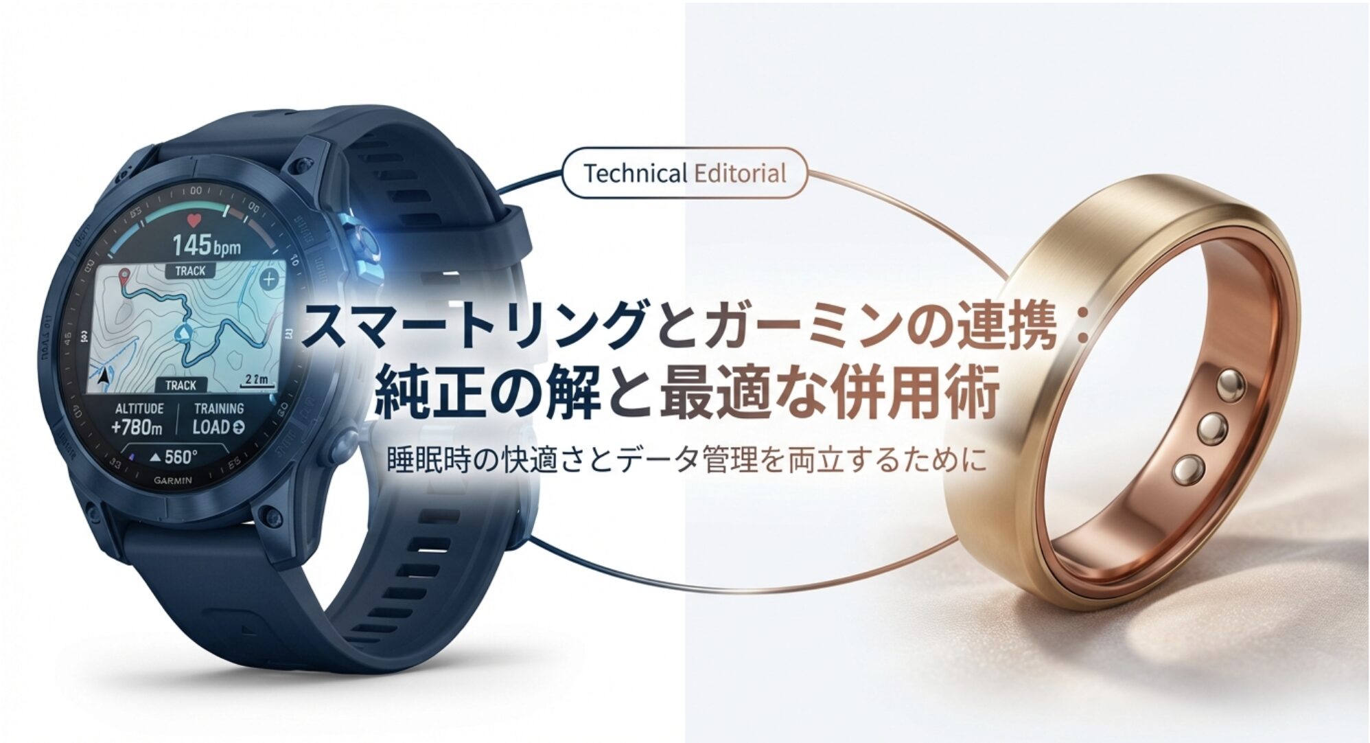 スマートリングとガーミンの連携についての解説スライド表紙