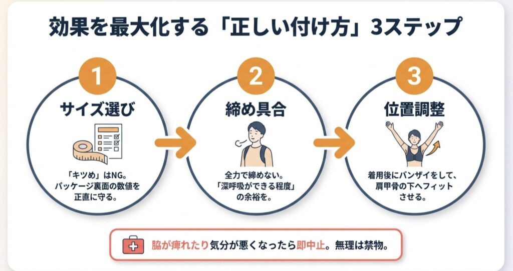 効果を最大化するしまむら姿勢矯正ベルトの正しい付け方3ステップ