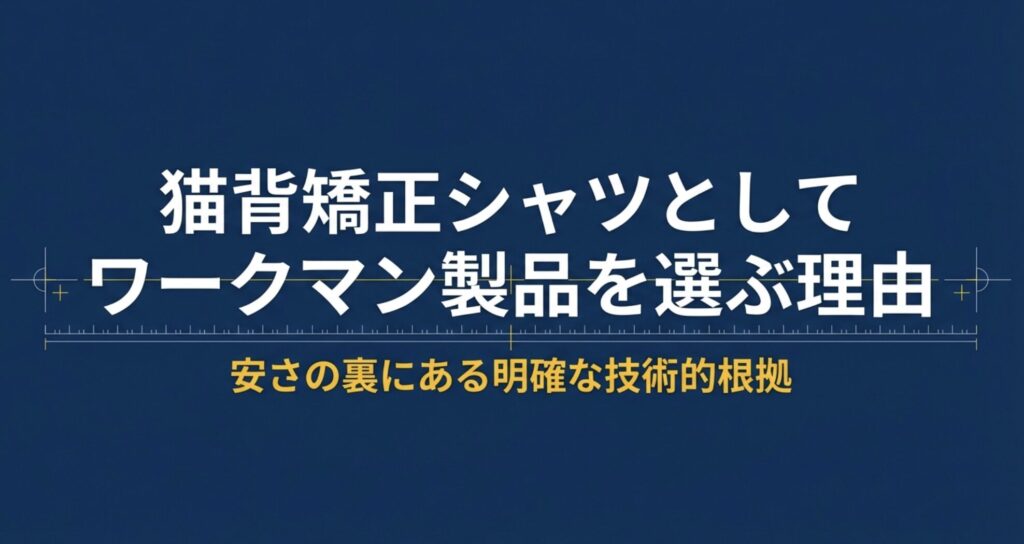 猫背矯正シャツとしてワークマン製品を選ぶ理由。安さの裏にある明確な技術的根拠という文字。