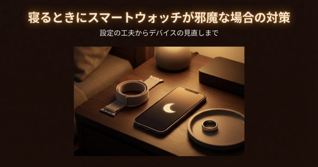 設定の工夫からデバイスの見直しまで、睡眠時の邪魔さを解消する対策概要スライド