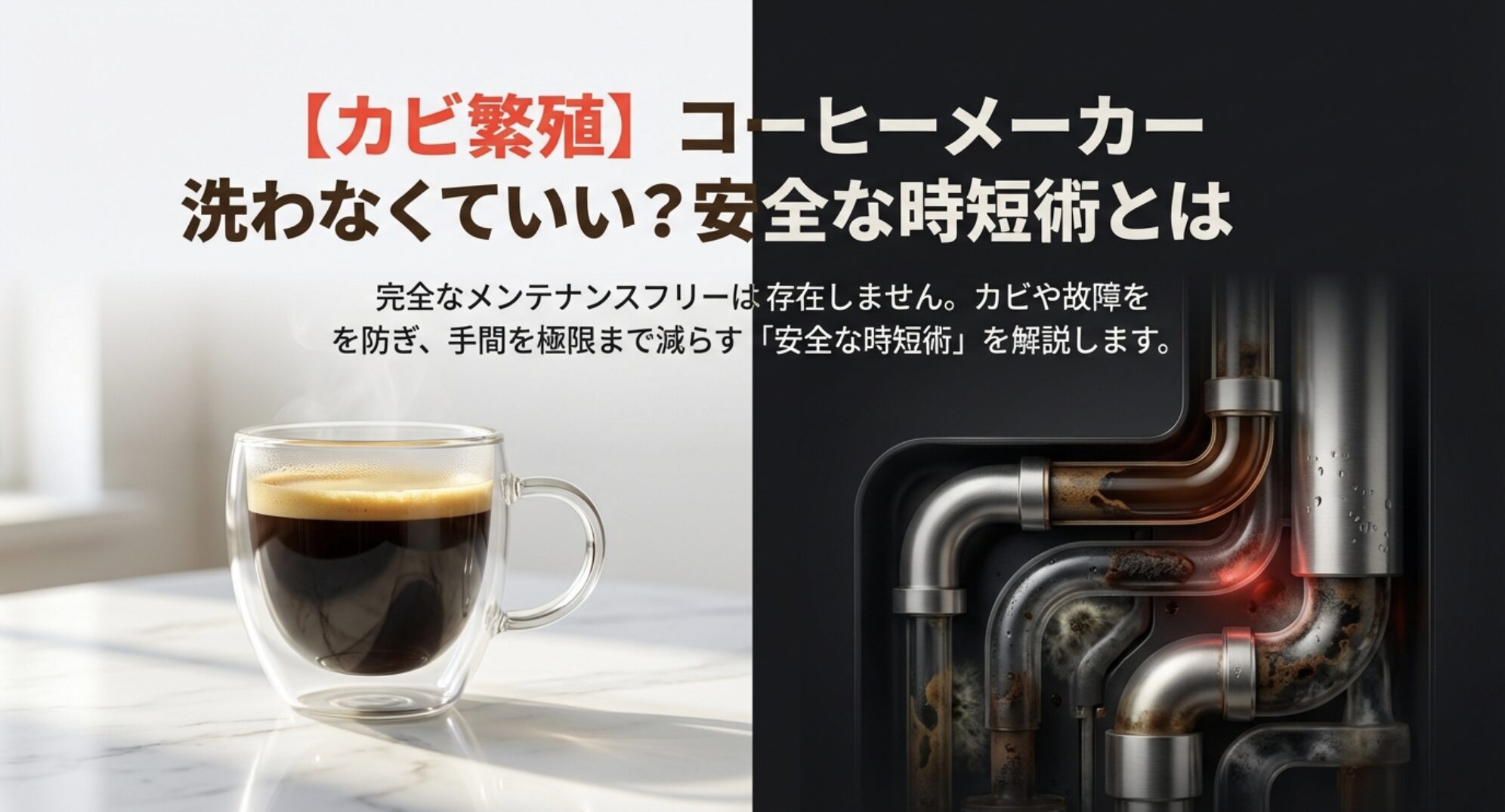 【カビ繁殖】コーヒーメーカー洗わなくていい?安全な時短術とはのアイキャッチ画像