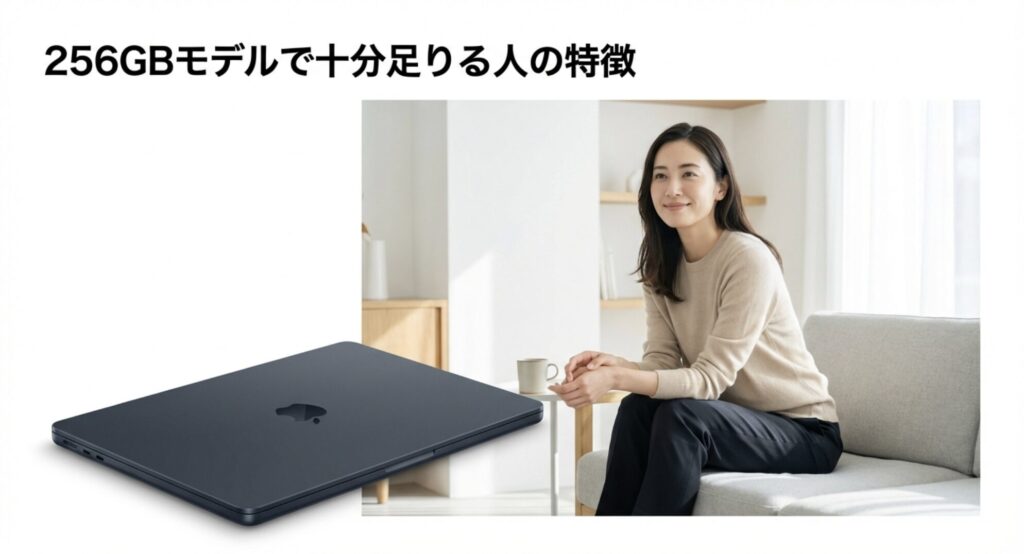 MacBook Airの256GBモデルで十分足りる人の特徴を解説するスライド
