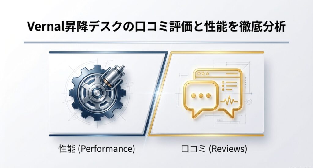 Vernal昇降デスクの性能スペックと実際のユーザー口コミ評価を徹底分析するセクションの表紙画像