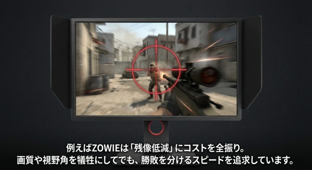 画質よりも残像低減とスピードを追求するZOWIEモニターのFPSゲーム画面