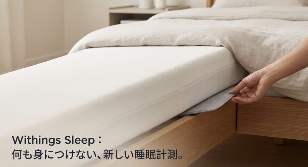 マットレスの下に敷くだけで測定できるWithings Sleepの紹介スライド