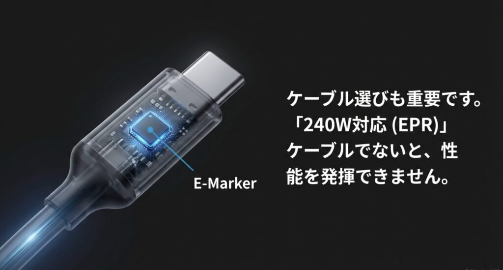 140W出力に必要なE-Marker搭載240W対応ケーブルの解説