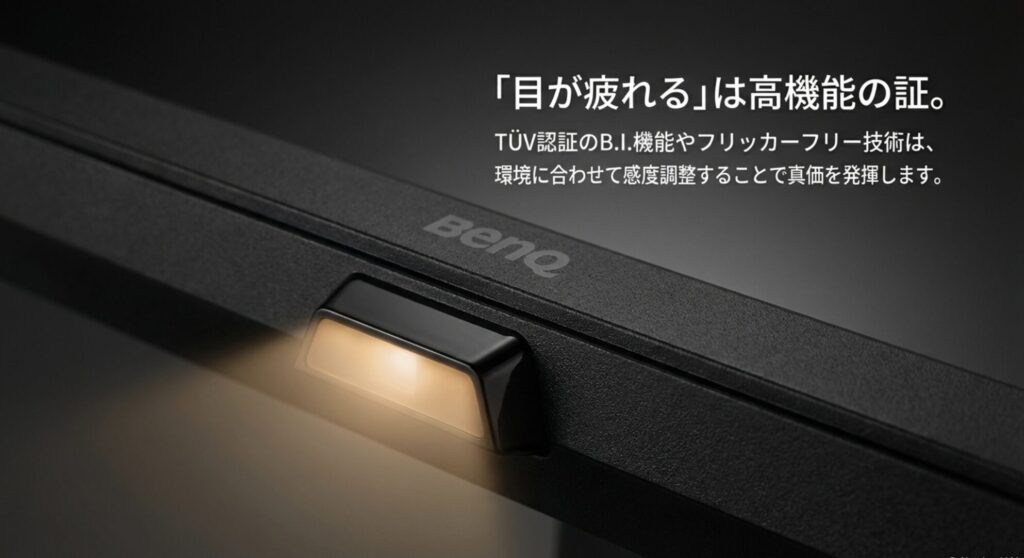 目が疲れるのは高機能の証であり環境調整で真価を発揮するアイケア機能の解説
