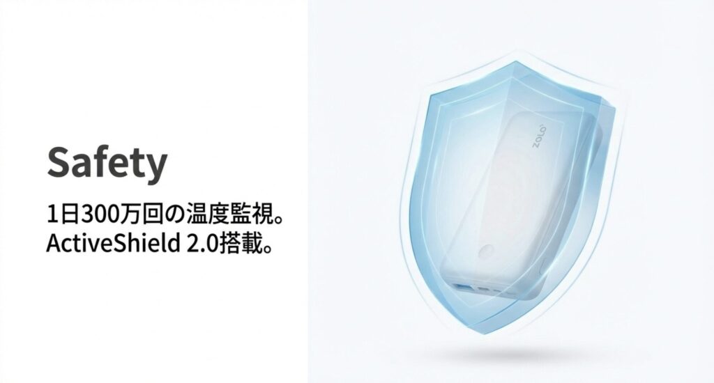 1日300万回の温度監視を行うActiveShield 2.0搭載の安全性アピール