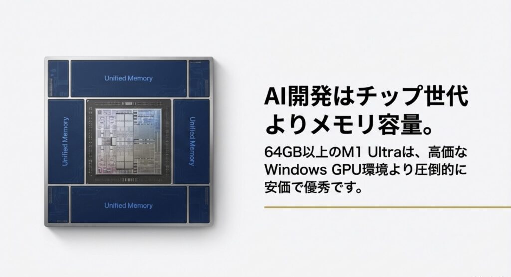 AI開発におけるユニファイドメモリの構造とM1 Ultra 64GBモデルのコストパフォーマンス