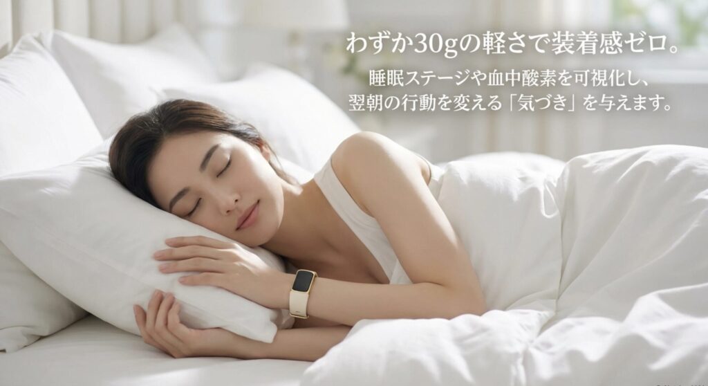 わずか30gの軽量ボディで快適な睡眠分析を実現するFitbit Charge 6。睡眠ステージや血中酸素を可視化。