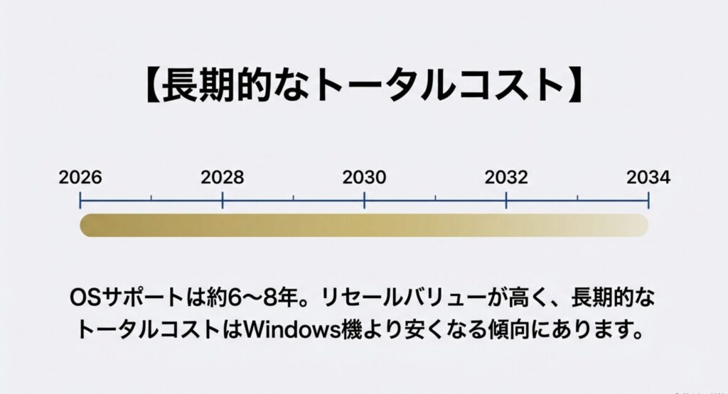 2026年から2034年までのOSサポート期間と長期的なトータルコストのタイムライン