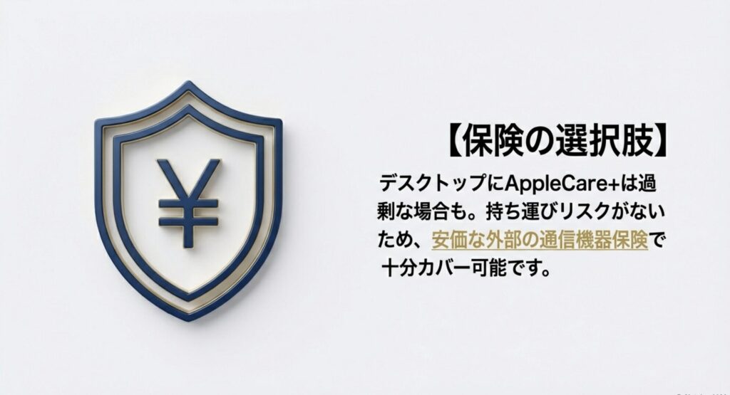 デスクトップ機におけるAppleCare+と安価な外部通信機器保険のコスト比較
