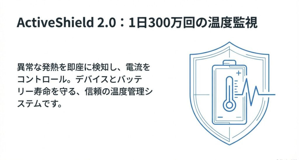 バッテリー保護回路と温度計のイラスト