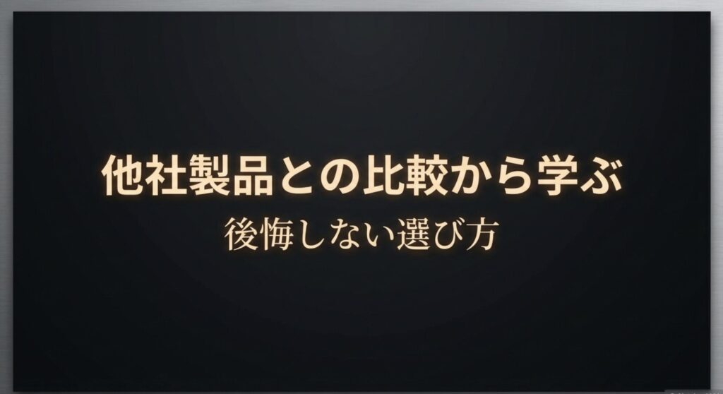他社製品との比較から学ぶ後悔しない選び方の導入スライド