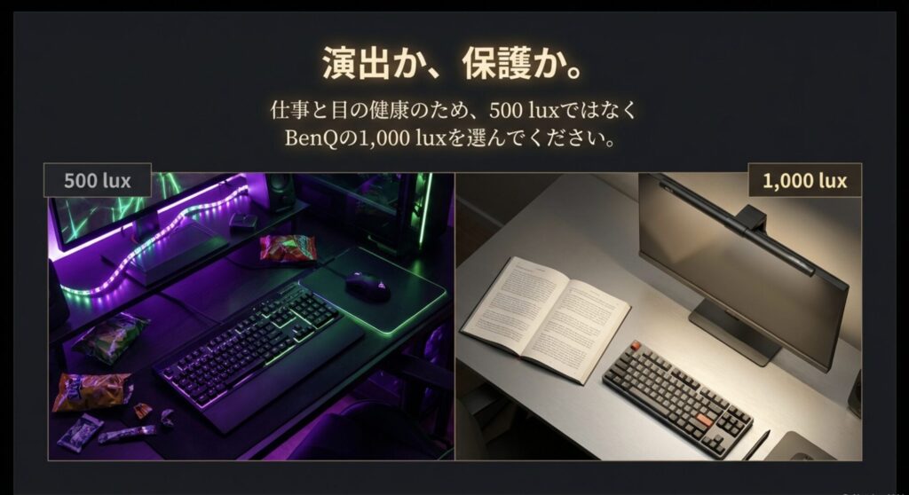 500luxと1000luxの比較 仕事と目の健康のための選択