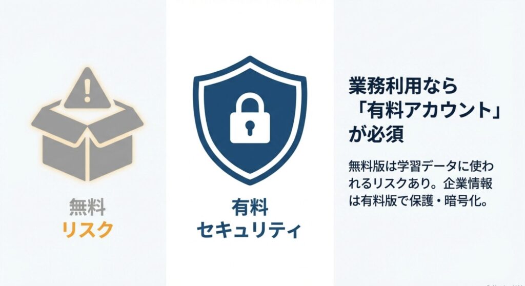 企業情報を保護するために業務利用では有料アカウントが必須である理由