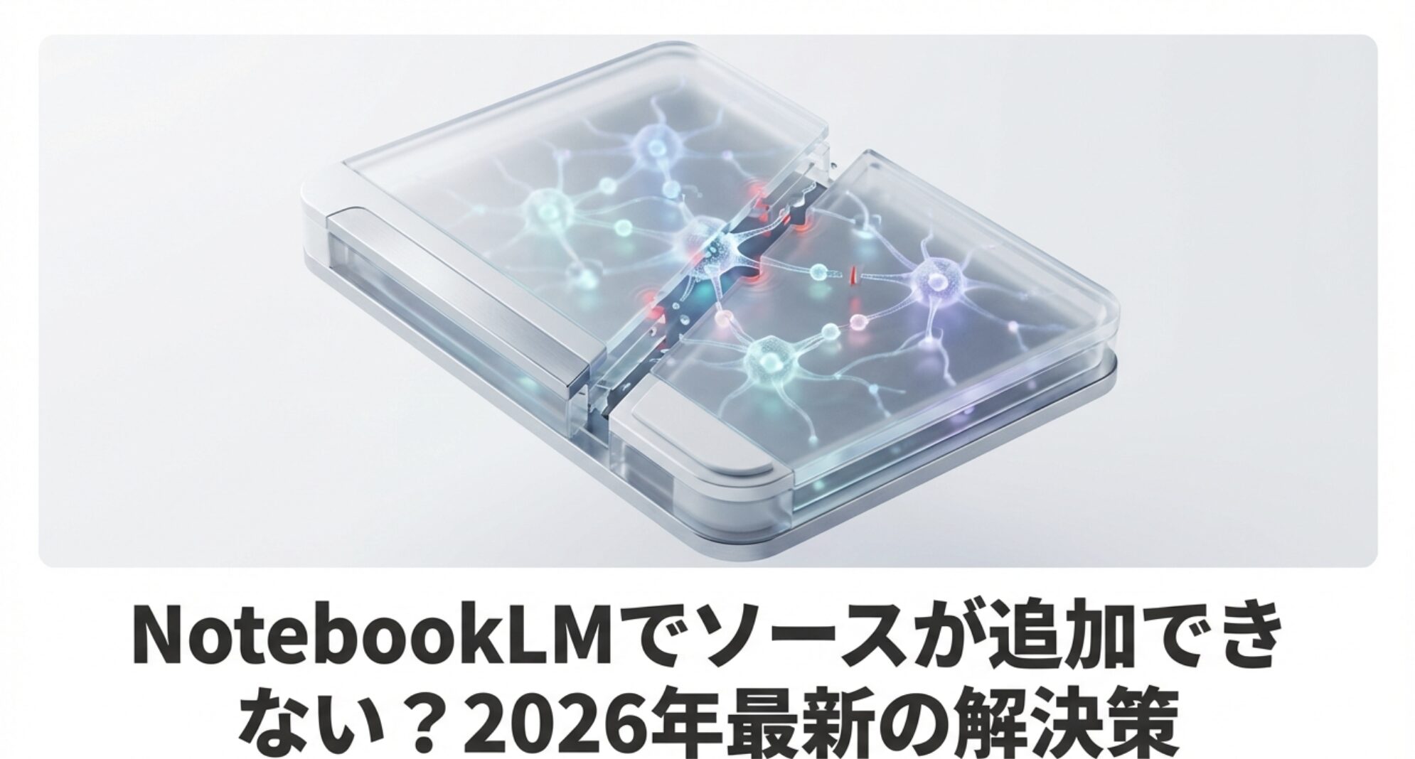 NotebookLMでソースが追加できない問題を解決するための2026年最新解説スライド