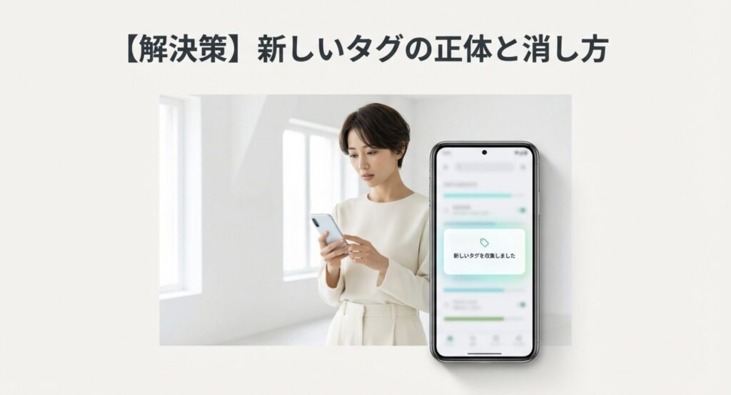 Androidスマホの新しいタグを収集しましたという通知の正体と消し方を解説するタイトル画像