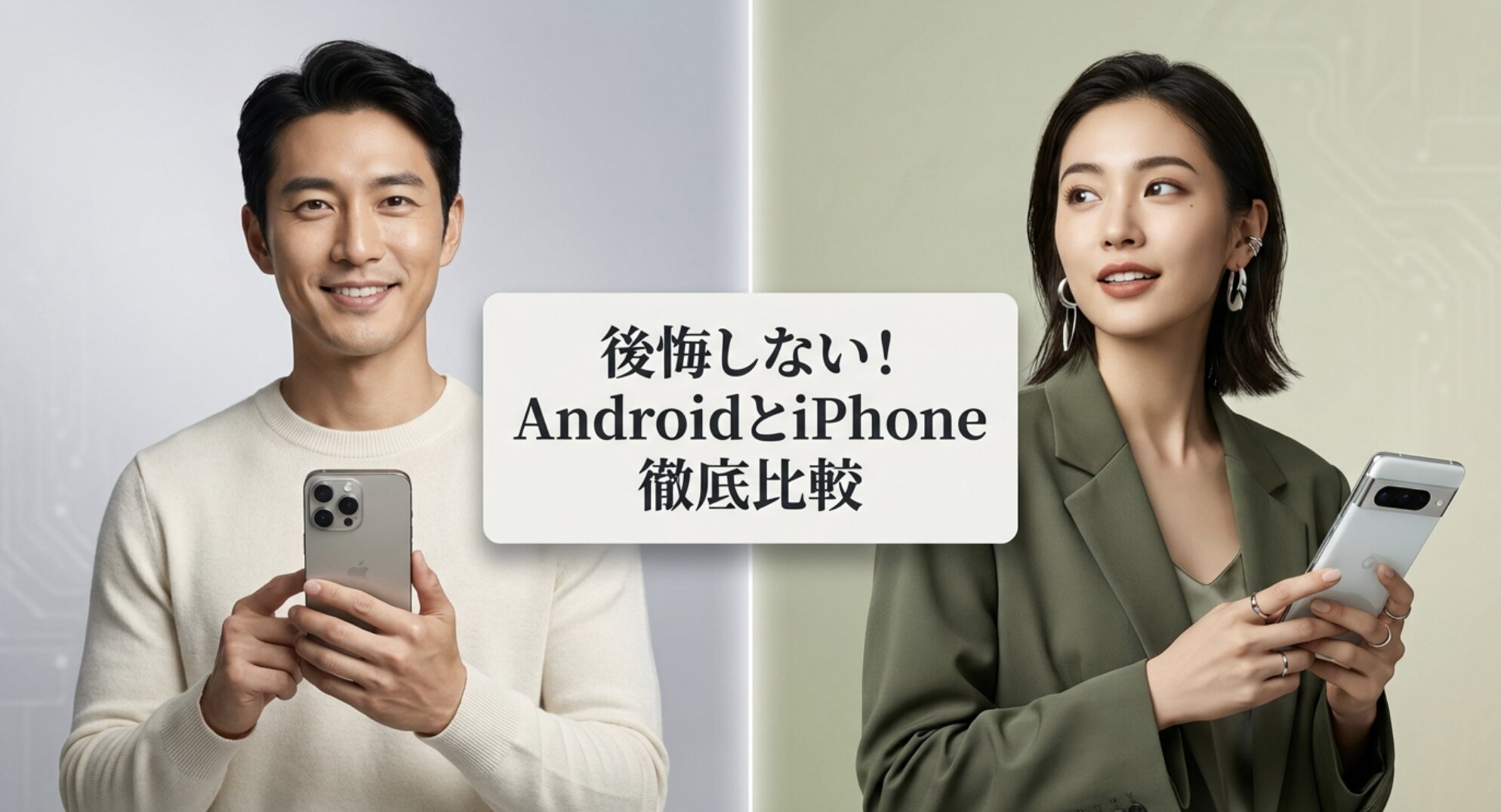 AndroidとiPhoneを比較し、後悔しない選び方を解説するスライドのタイトル画像