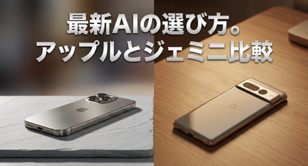 Apple IntelligenceとGeminiの比較による最新AIの選び方を解説するスライド画像