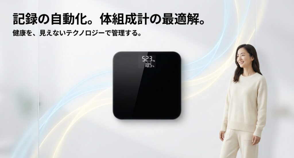 記録の自動化に最適なスマート体組成計「RENPHO Elis Aspire」の本体デザインとディスプレイ表示