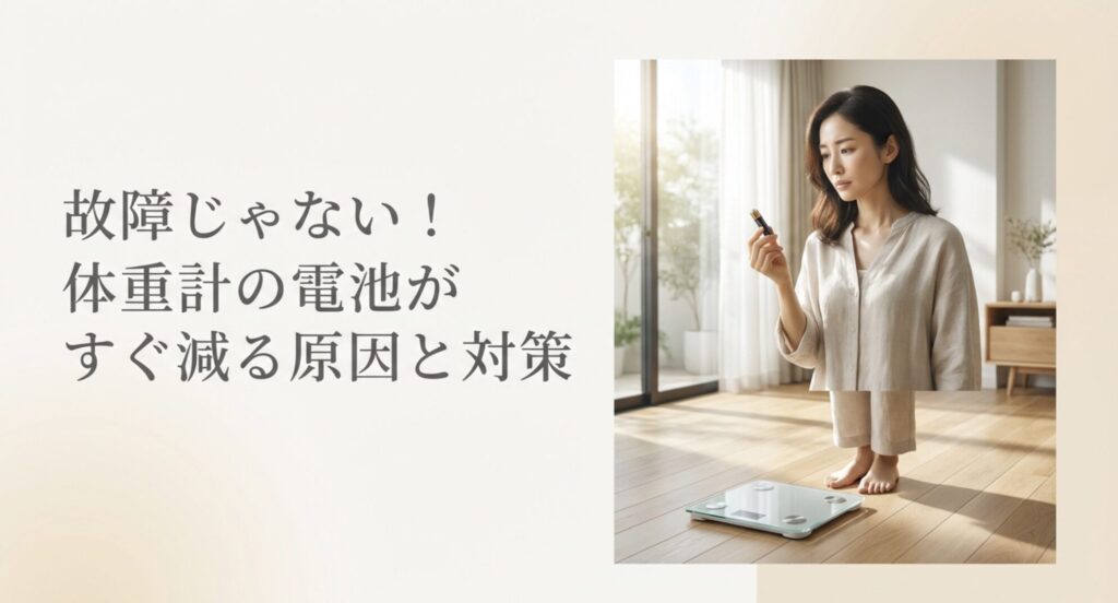 体重計の電池がすぐ減る原因に悩む女性のイメージ