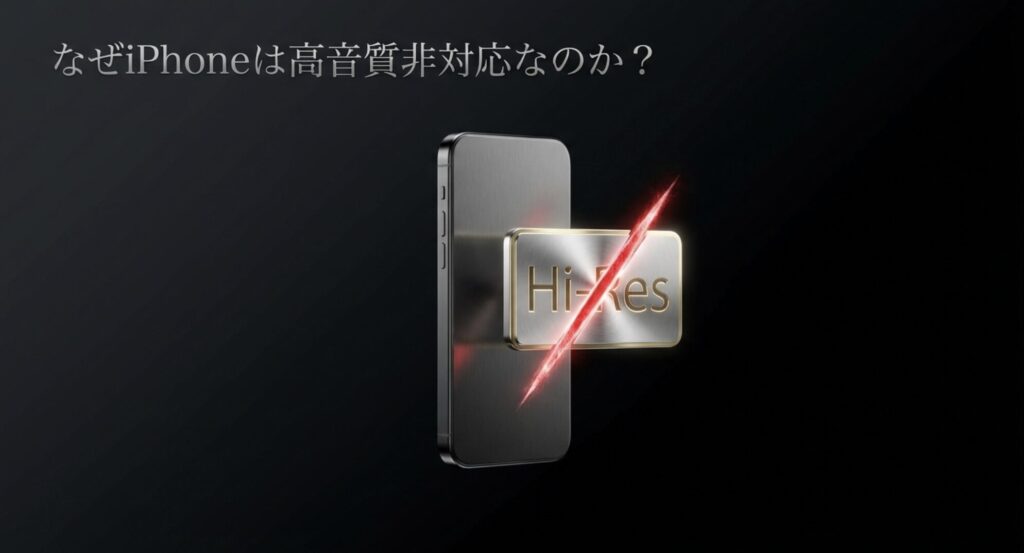 iPhoneがハイレゾ音源やLDACに非対応である理由を解説するスライド