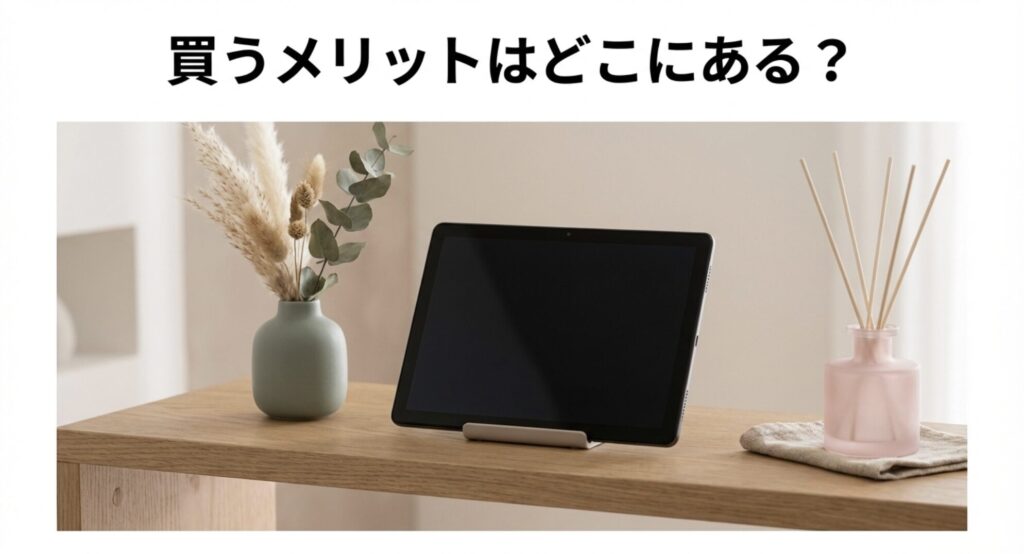インテリアに馴染むおしゃれなデザインの3COINSタブレット