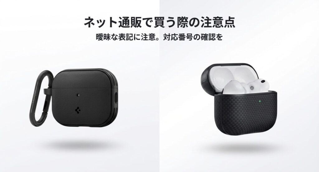 ネット通販でAirPodsケースを購入する際に対応モデル番号を確認するポイント