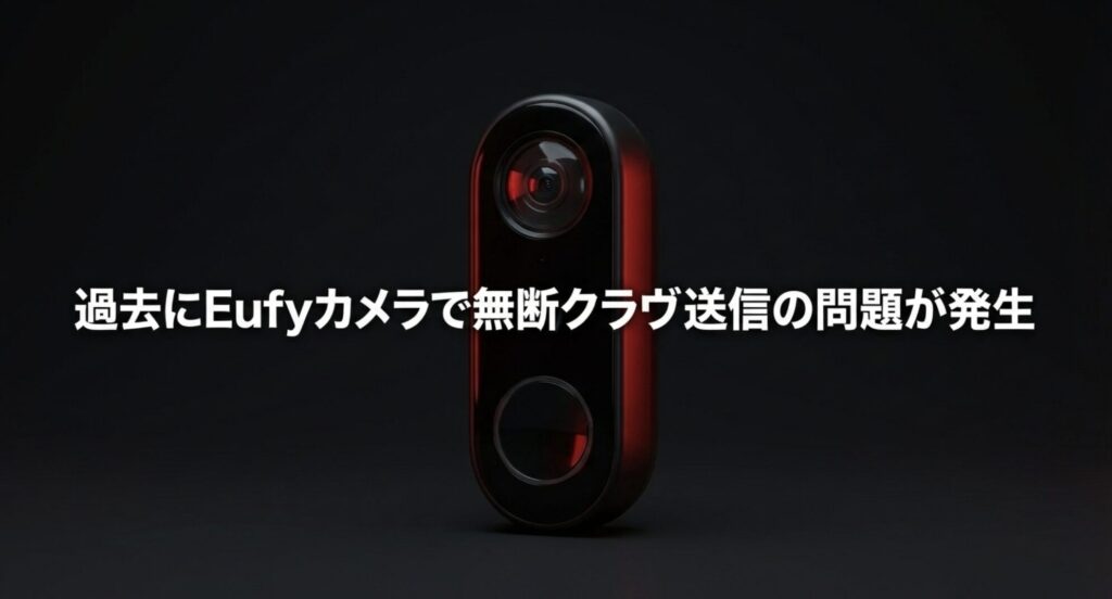 過去にEufyカメラで無断クラウド送信の問題が発生したことを示すスライド