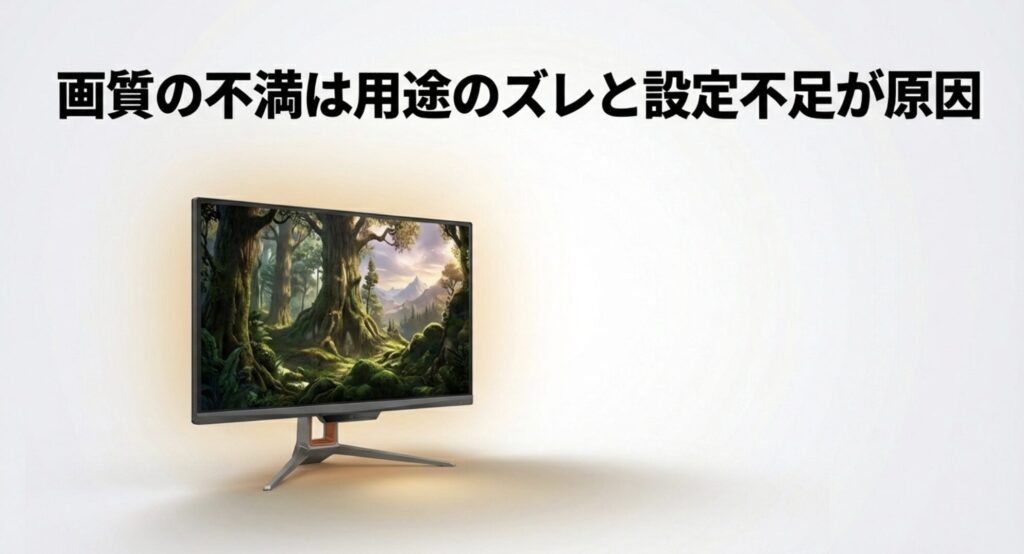 EX2710の画質の不満は用途のズレと設定不足が原因であることを示すスライド