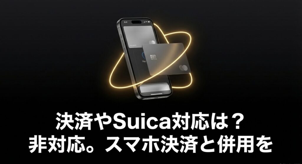 Amazfitの電子決済やSuicaへの非対応状況を説明するスライド