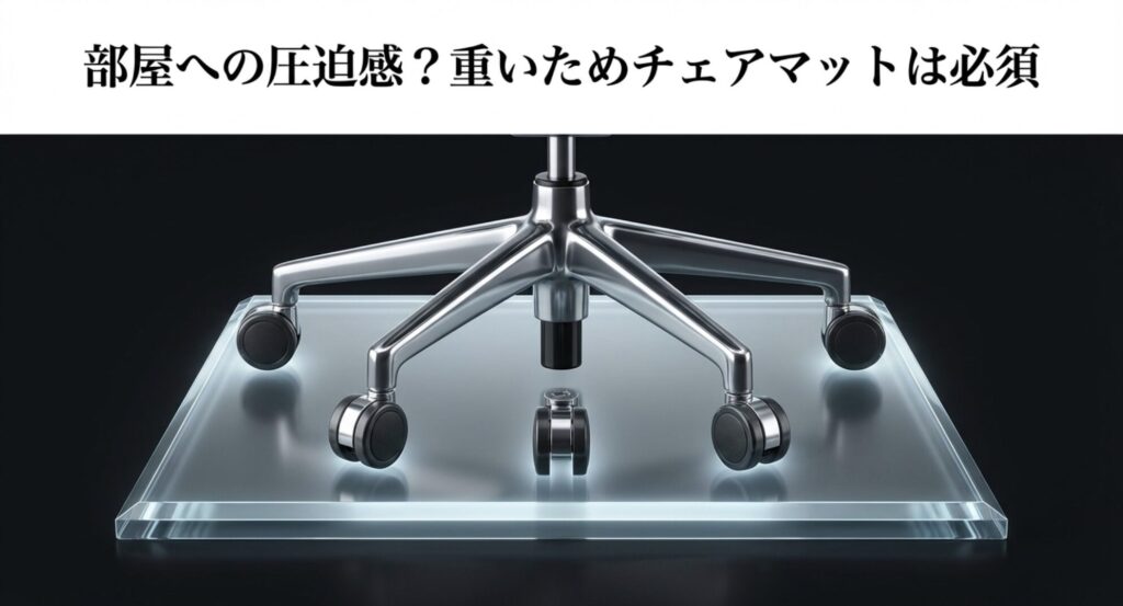 エルゴヒューマンプロ2のキャスターと床を保護するための透明なチェアマットのイメージ