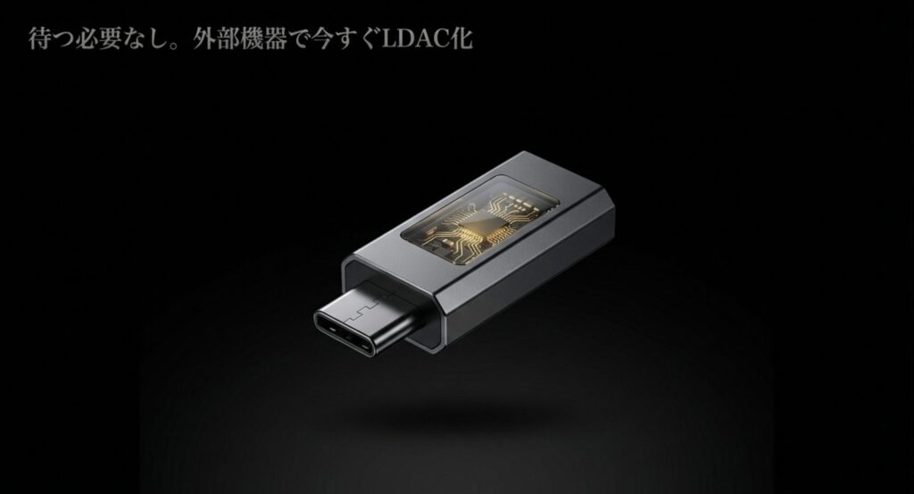外部トランスミッター機器を使ってiPhoneを今すぐLDAC化する方法を提案するスライド