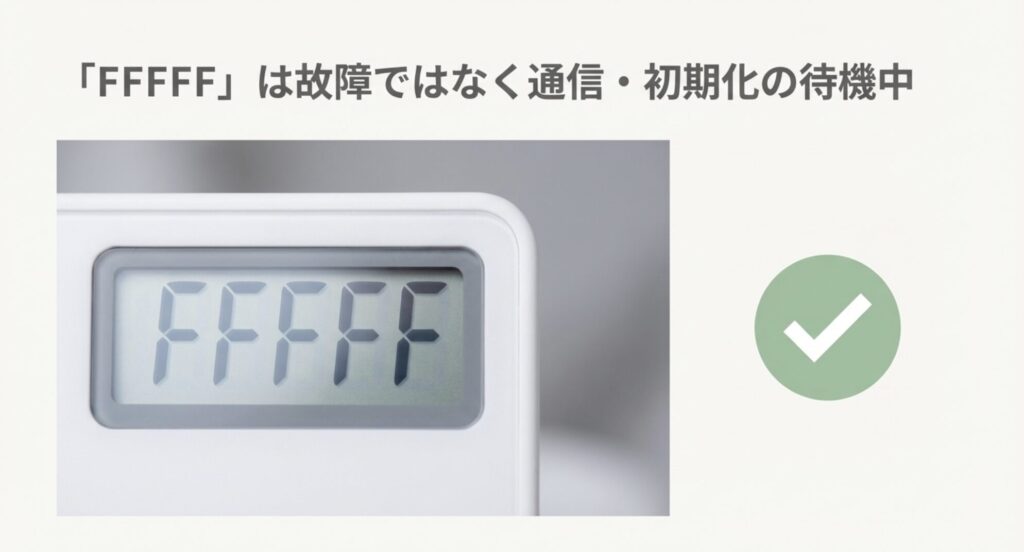 体重計のFFFFF表示は故障ではなく待機中であることを示す緑色のチェックマーク