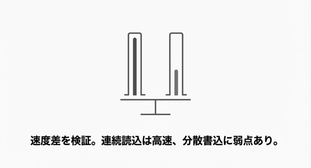 連続読込は高速だが分散書込に弱点があるHanye SSDの速度差検証データ