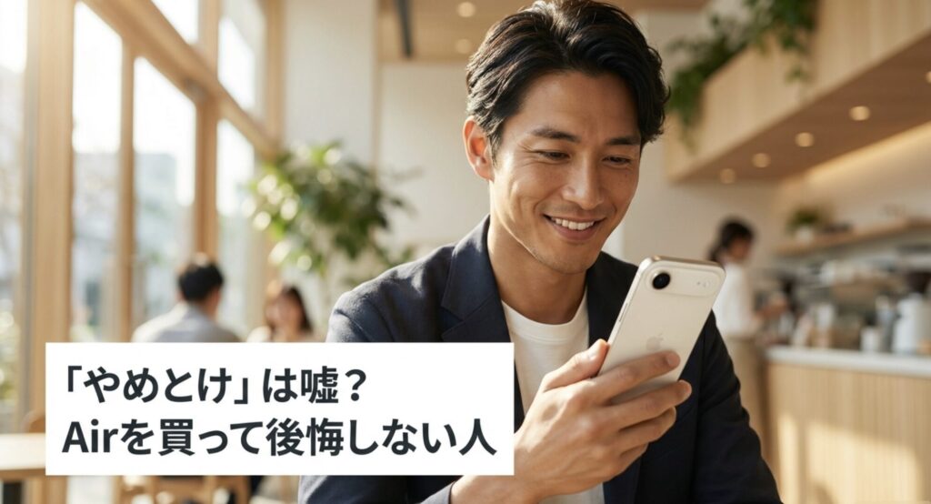 iPhone Airをやめとけという声は嘘で、買って後悔しない人を解説するスライド画像