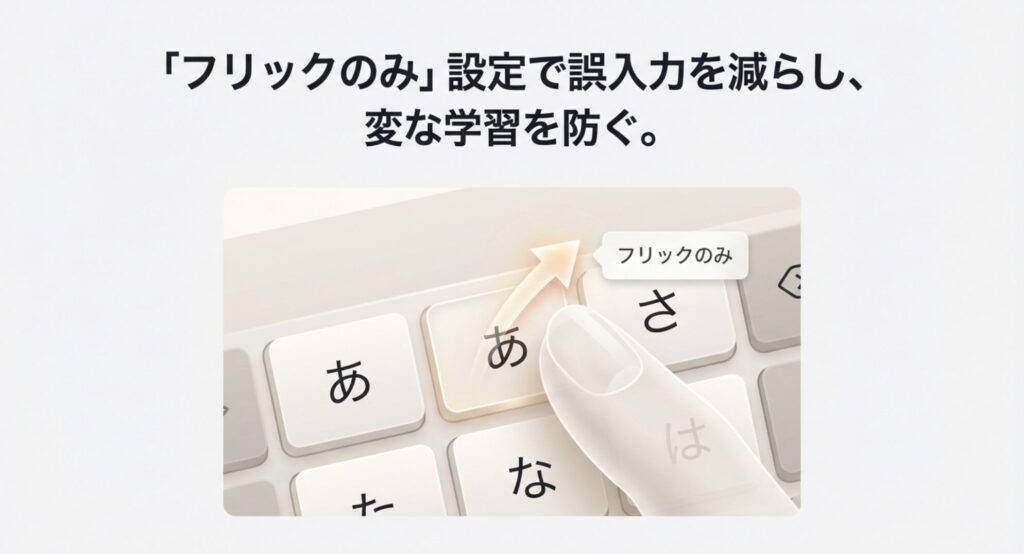 iPhoneのキーボード設定でフリックのみ入力を有効にするイメージ