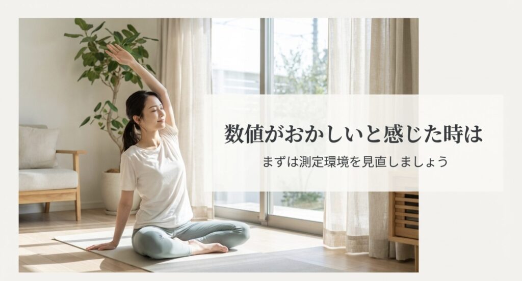 数値がおかしいと感じた時は、まずは測定環境を見直しましょう。