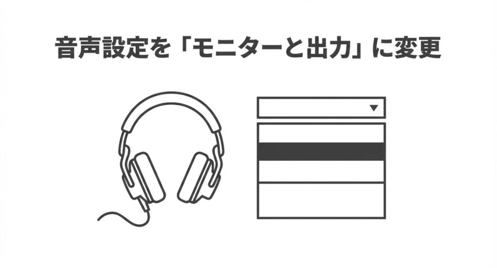 OBSでゲーム音が出ない時は音声設定をモニターと出力に変更する