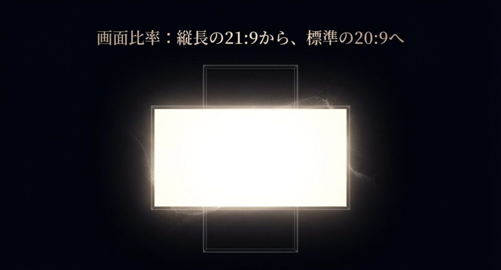 Xperiaの21:9の縦長画面からPixelの20:9標準サイズへの変化を示すイメージ