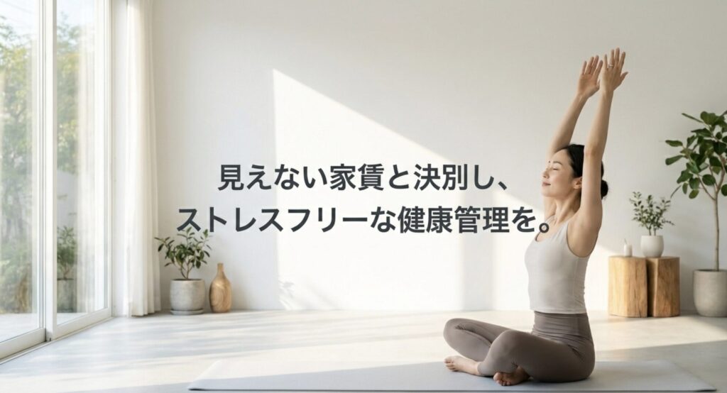 見えない家賃と決別し、ストレスフリーな健康管理を促すメッセージ画像