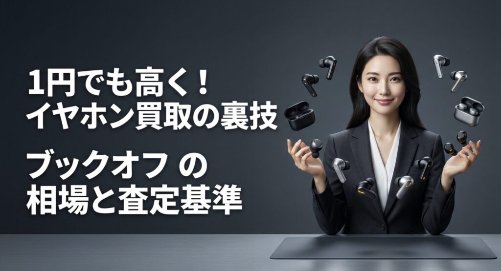 1円でも高く売るためのブックオフイヤホン買取の裏技と査定基準を解説するスライド表紙