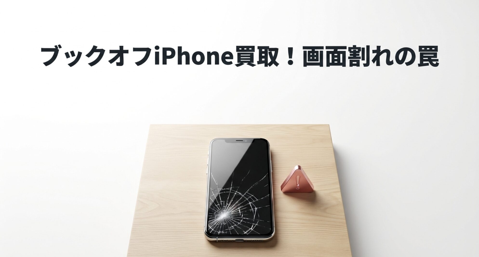 画面割れしたiPhoneと警告マークのイメージ画像