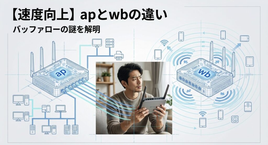 バッファロー製ルーターのapモードとwbモードの違いを解説するアイキャッチ画像